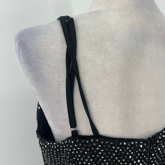 Grace Karin Silver Sequin Dress Sz L Holiday Glam Clubwear Ruched Sparkly NYE - Picture 13 of 16